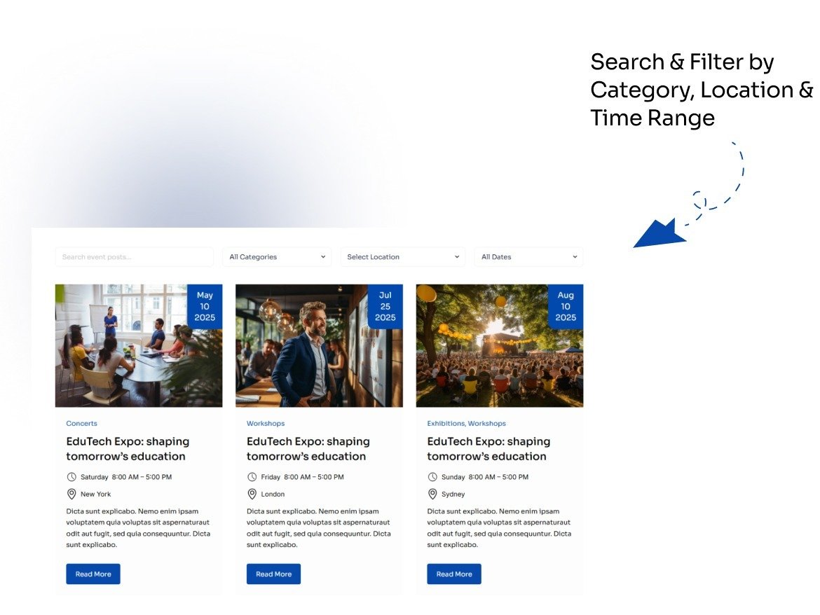 Search Posts using Category, Location and Time Filters