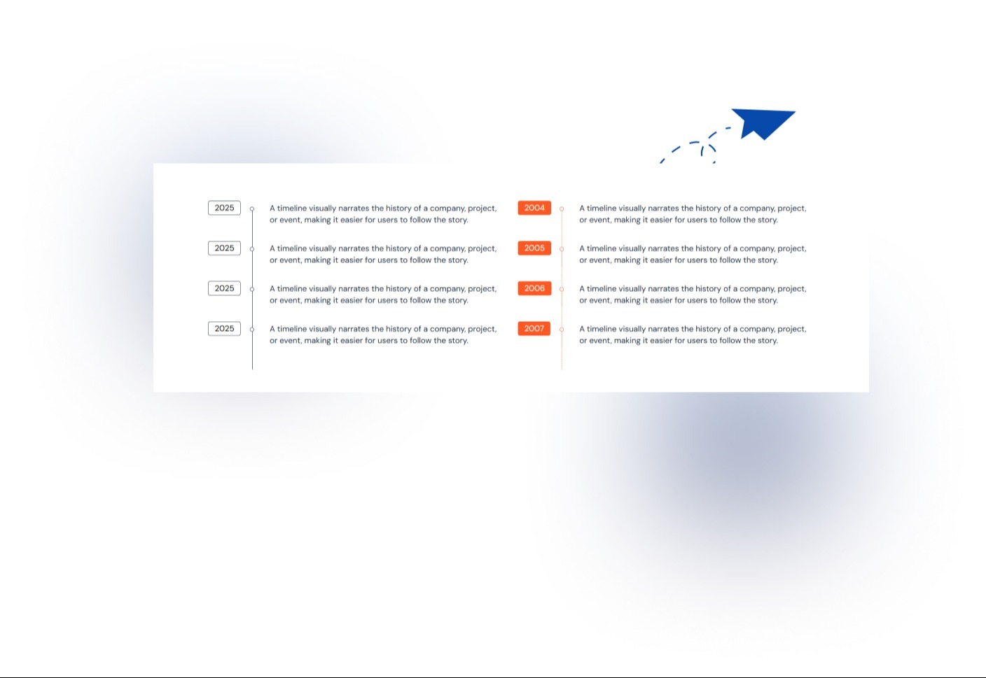 Display a timeline along with years