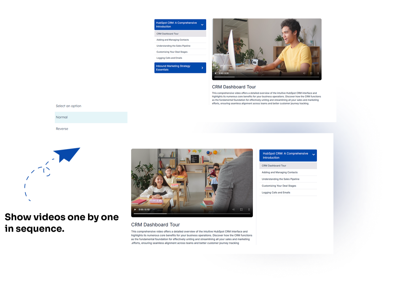 Choose normal or reverse layout for video sequence display.