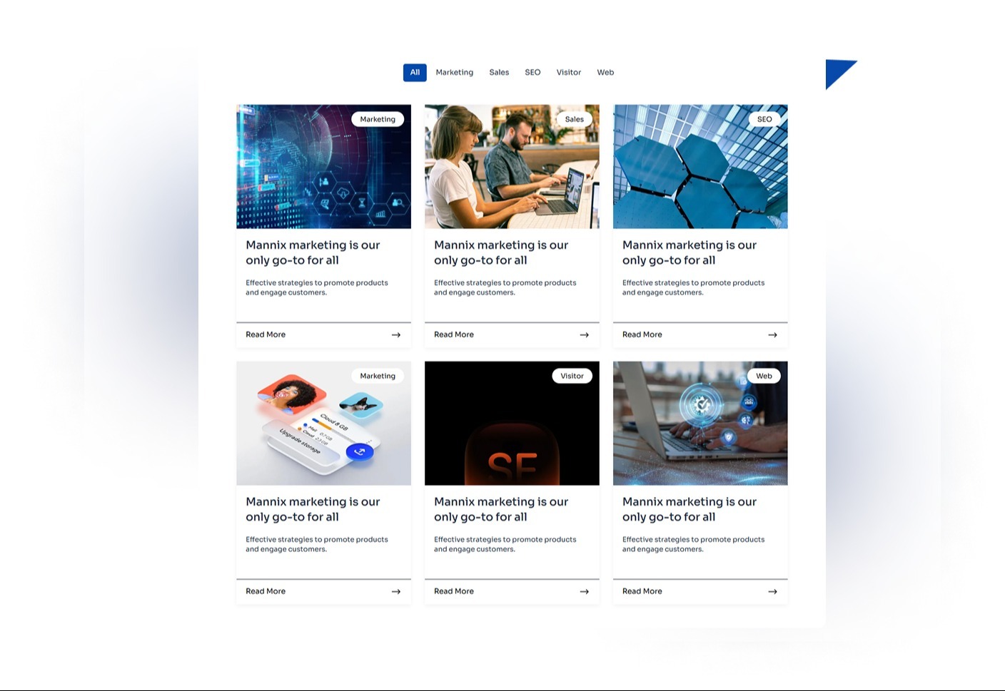 Showcase case studies with filters.