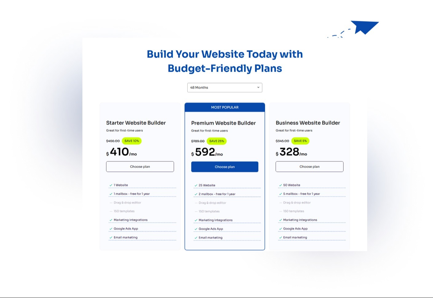 Better design using filters, layout, and pricing