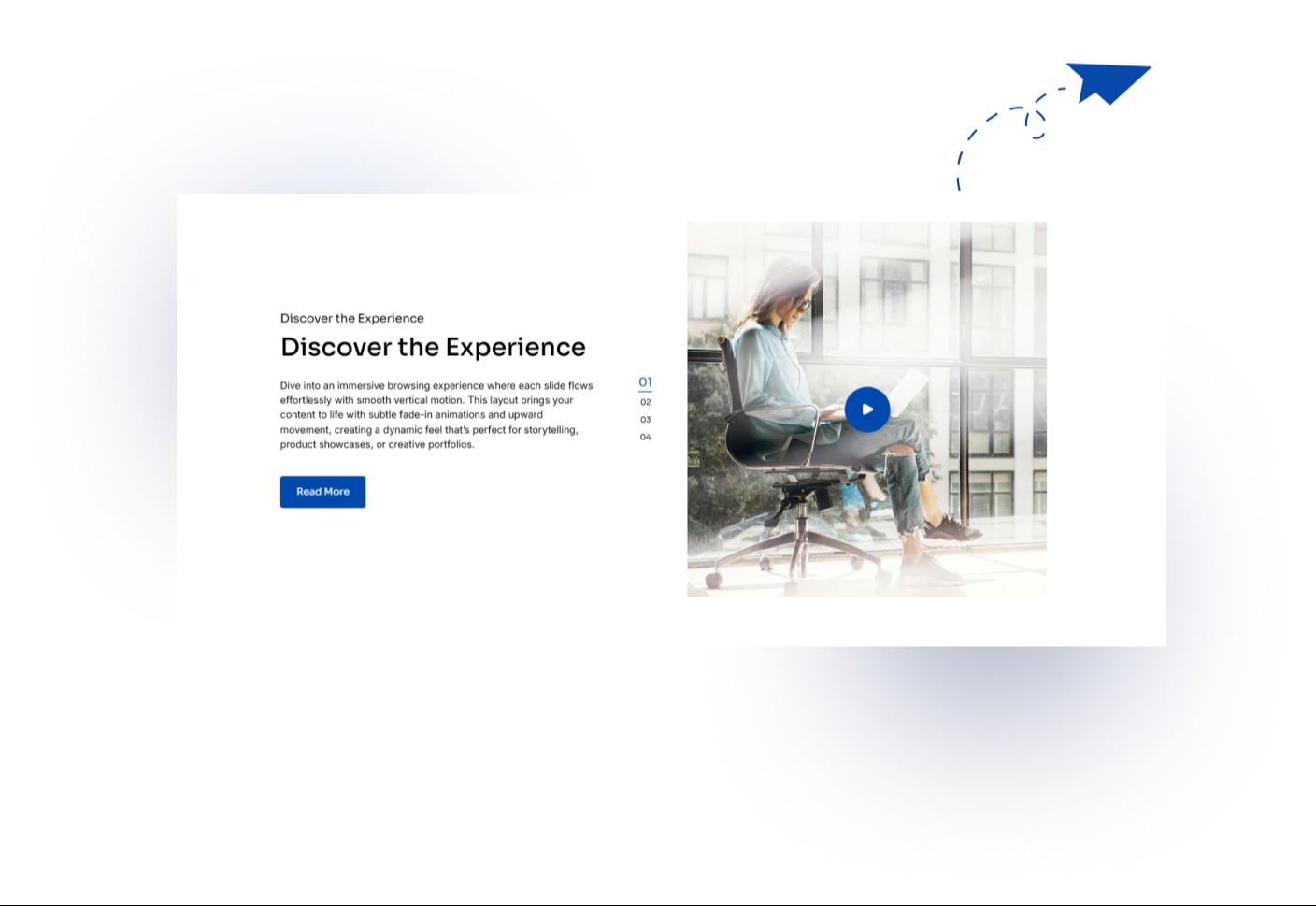Smooth vertical slide with image and popup video play