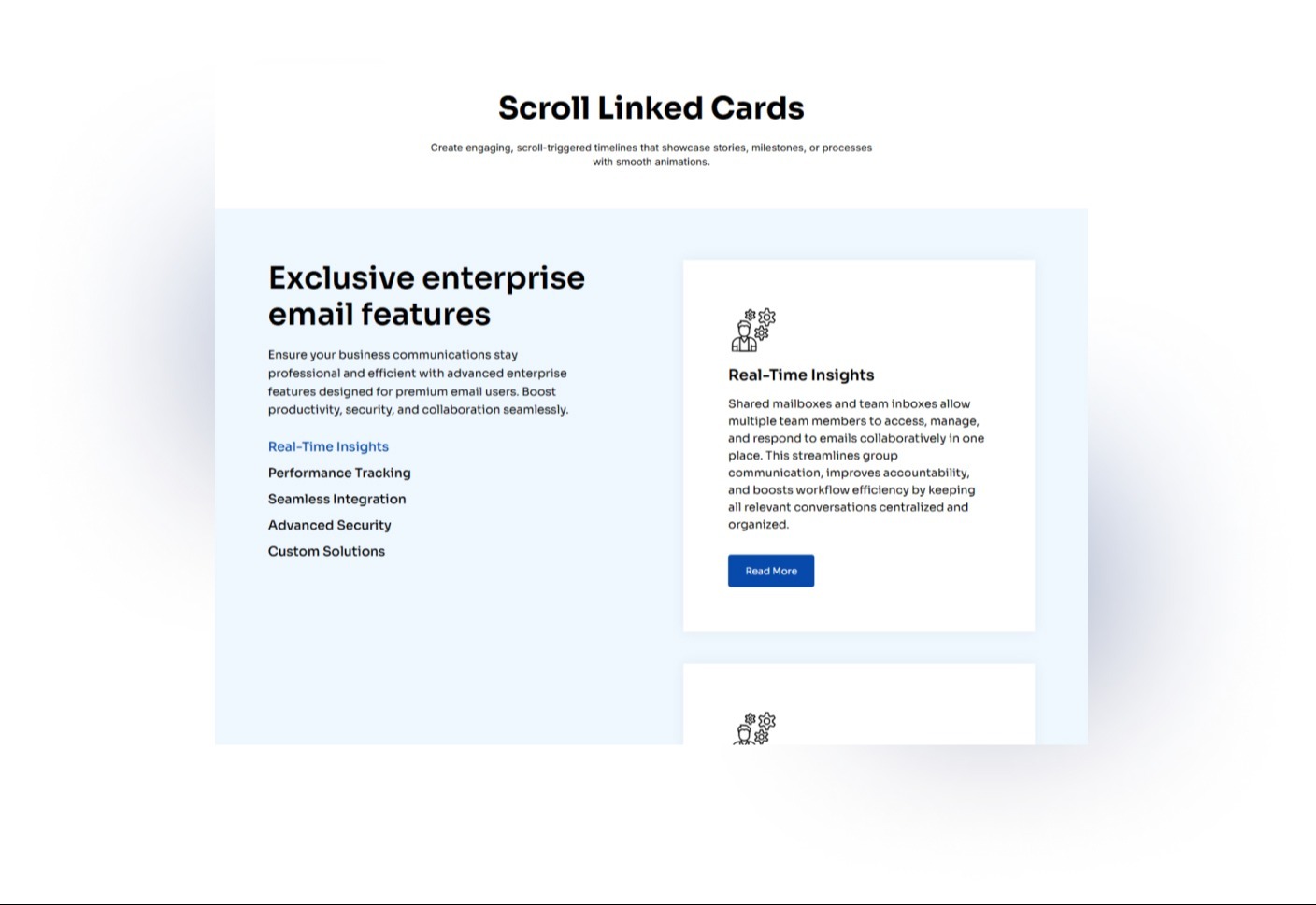 Use clicks or scroll to browse through cards with ease