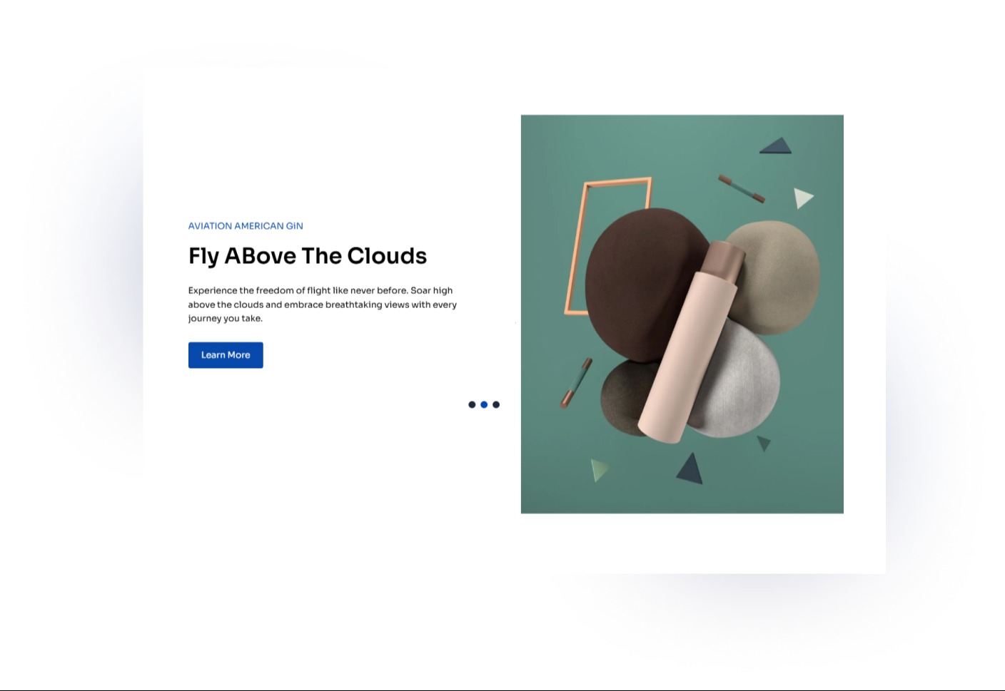 Split layout: content slider and image only, no video popup.