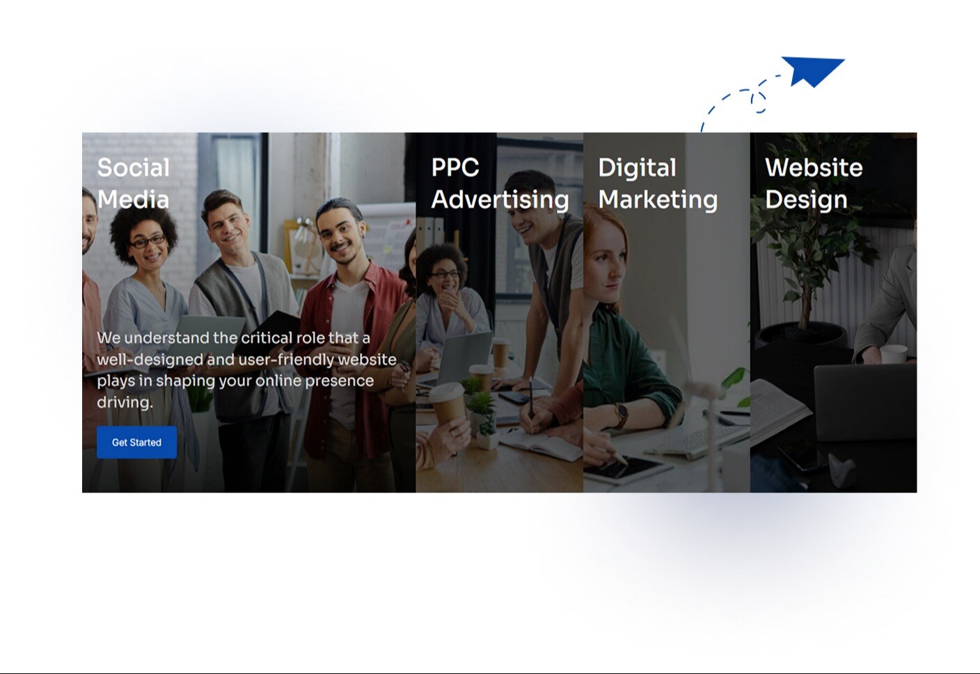 Smooth sliding effect with an interactive accordion design.