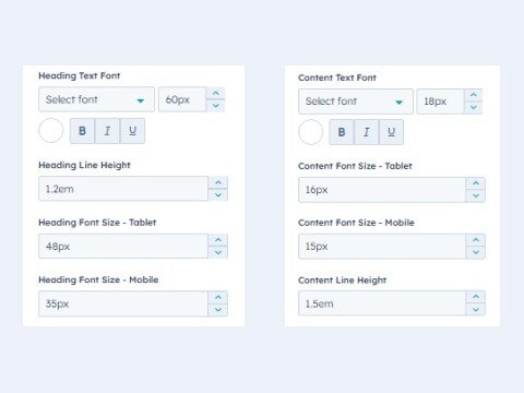 Customizable Heading Text and Content Text Styles