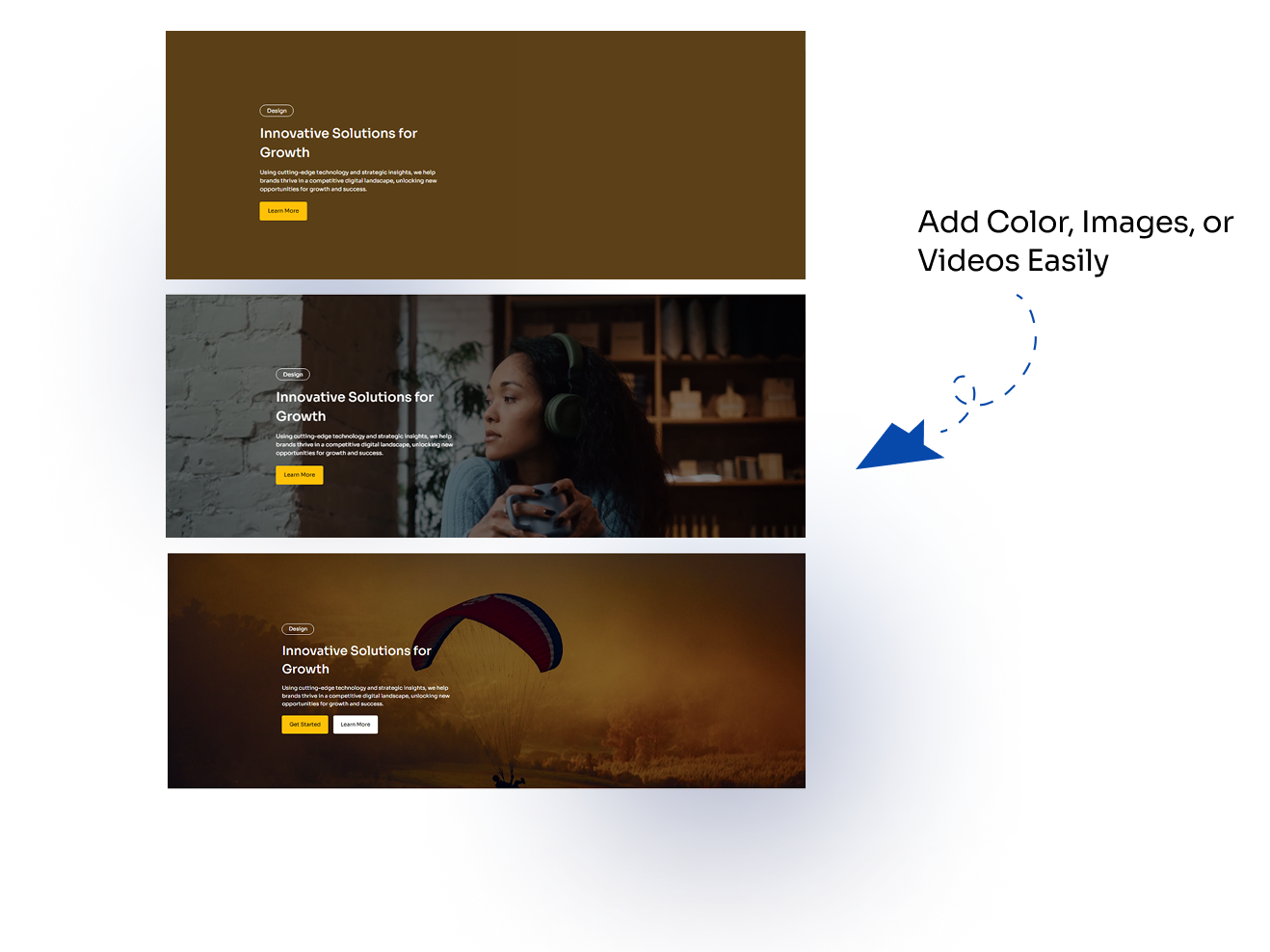 Use color, image, or video in scroll sections