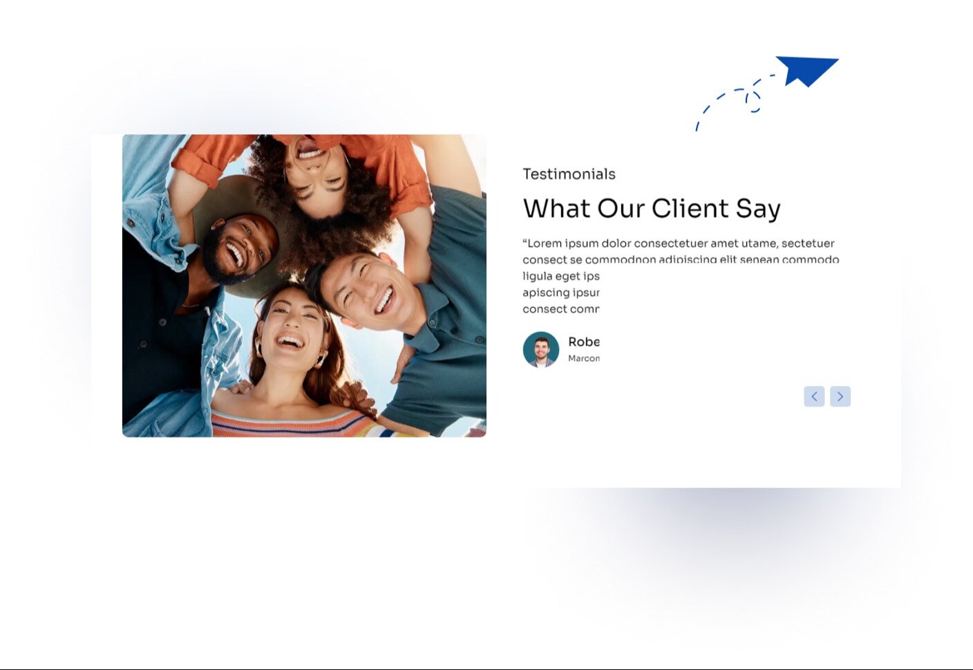 Image on the left or testimonial slider on the right for flexible layout